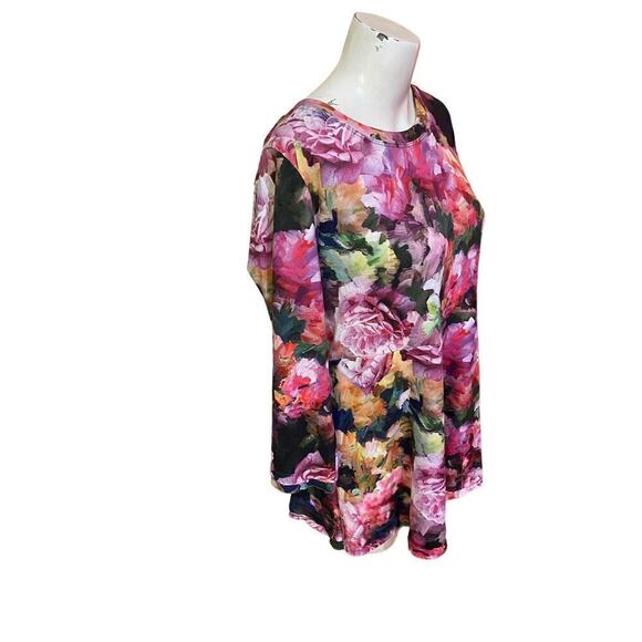 SOFT SURROUNDINGS Sz S Elysian Garden Sublimation Top Floral 3/4 Slv Tunic - Picture 5 of 7